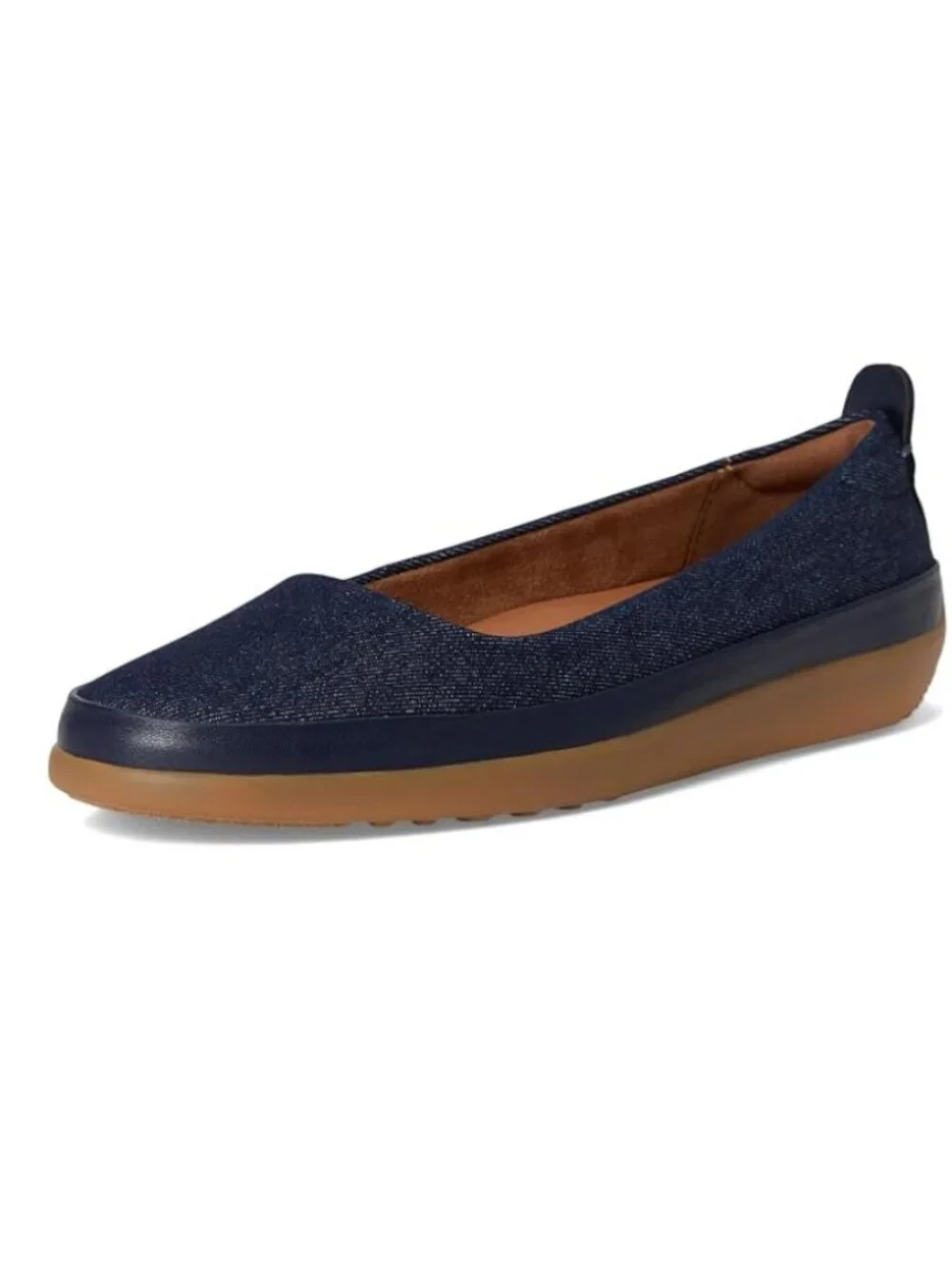 SoftWalk Disa Women's Asymmetric Leather Slip-On Flat - Denim Blue